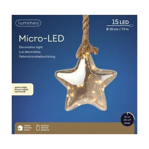 Lumineo 20cm LED Warm White Indoor Hanging Star Light with Rope