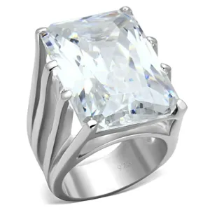 Luminous Elegance: 925 Sterling Silver Ring with Radiant Clear CZ, Premium Quality Ring, Dazzling Silver,