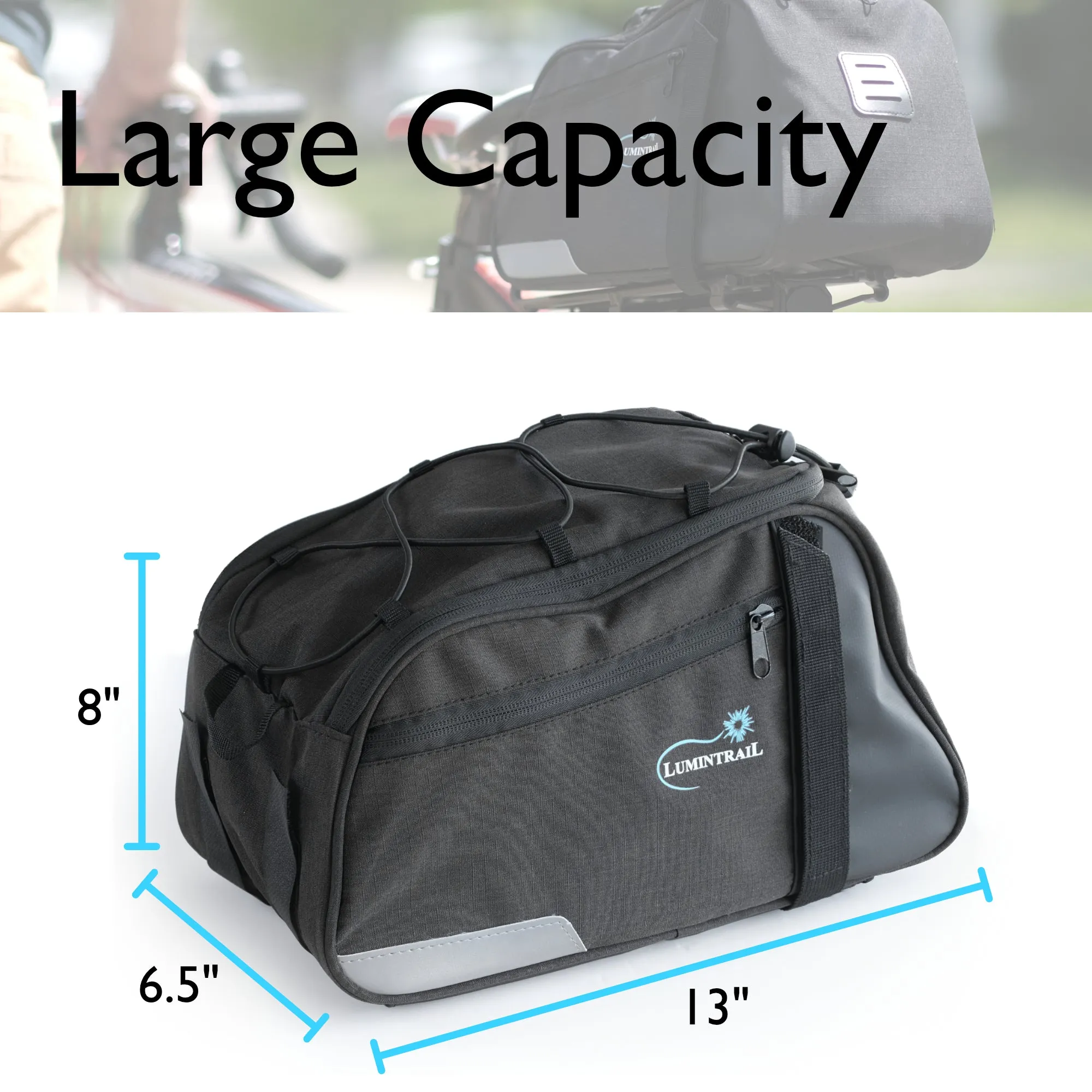 Lumintrail Bike Rack Bag Rear Trunk Bicycle Carrier Commuter Pannier