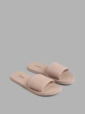 LUNA BLU Beige Self-Striped Slides