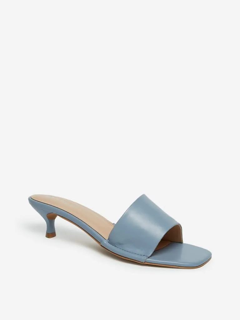 LUNA BLU Blue Kitten Heel Sandals