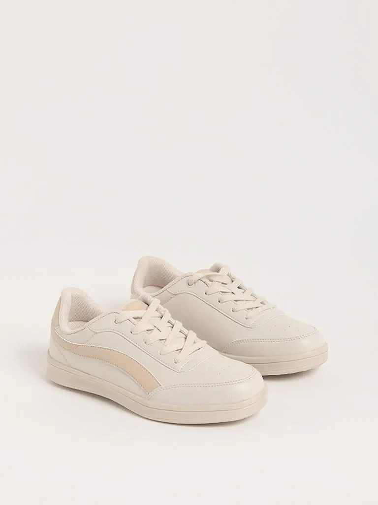 LUNA BLU Cream Lace-Up Sneakers