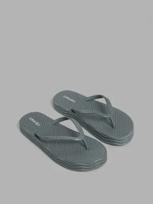 LUNA BLU Sage Shimmer Thong Flatforms Flip Flop