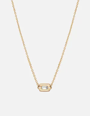 Luna Necklace, 14k Gold Baguette Pavé