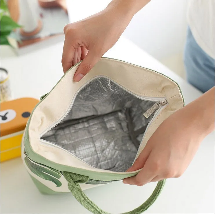 Lunch Box Bag Female Lunch Bag Thermal Insulation Handbag Canvas Thickened Korean Small Fresh Lunch Box Bag Thermal Insulation Bag