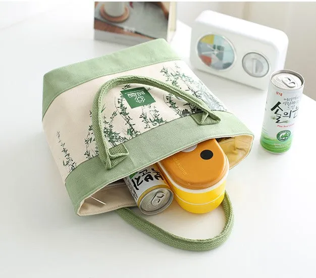 Lunch Box Bag Female Lunch Bag Thermal Insulation Handbag Canvas Thickened Korean Small Fresh Lunch Box Bag Thermal Insulation Bag