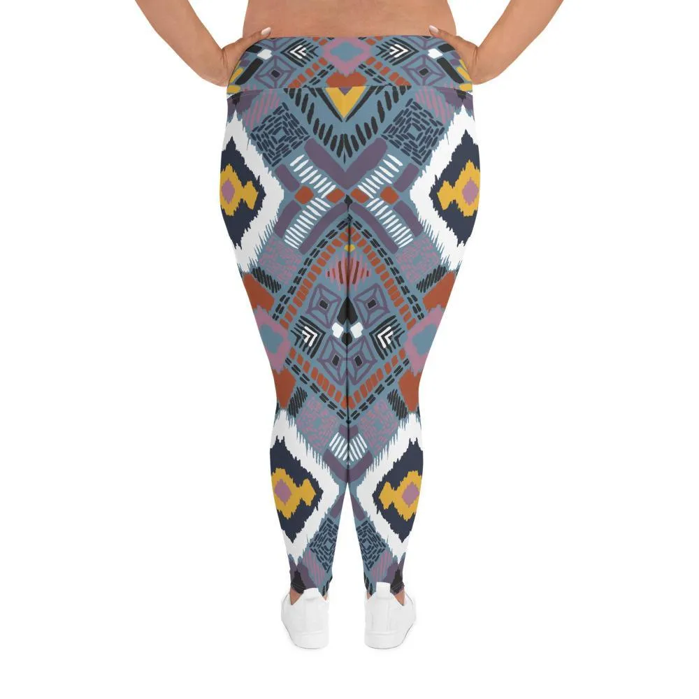 Lupine Boho Tribal All-Over Print Plus Size Leggings