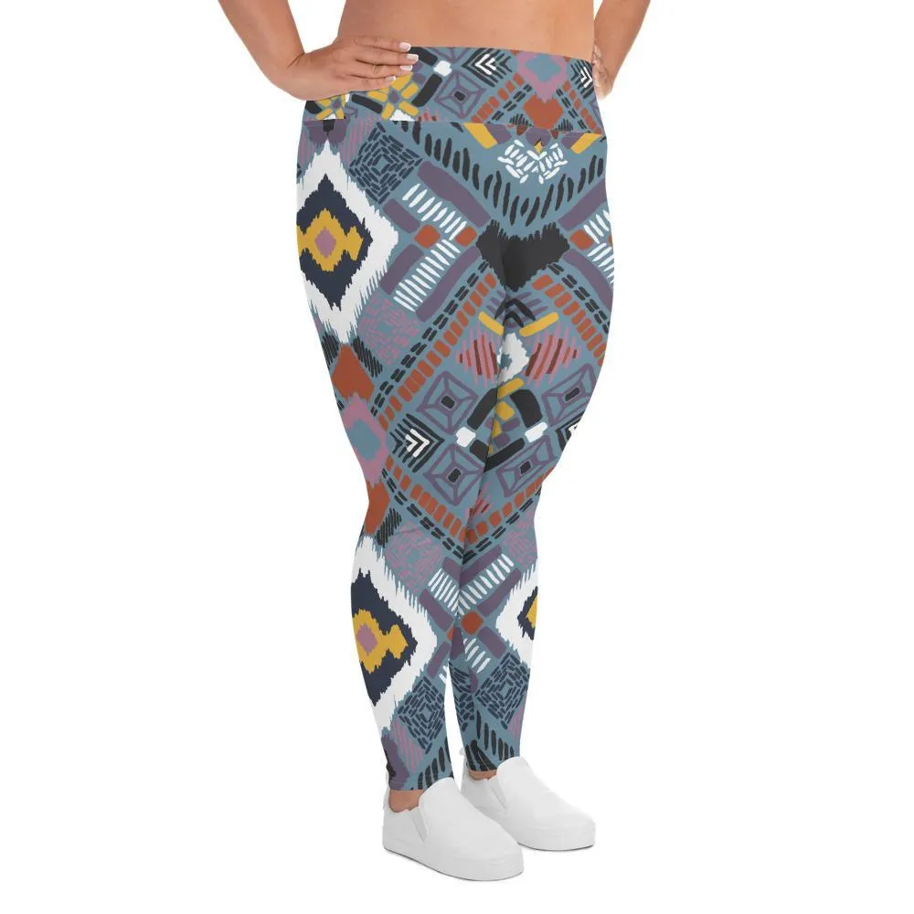 Lupine Boho Tribal All-Over Print Plus Size Leggings