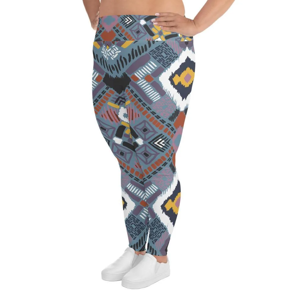 Lupine Boho Tribal All-Over Print Plus Size Leggings