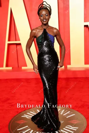 Lupita Nyong'o Black Sequin 2024 Oscars After Party Dress