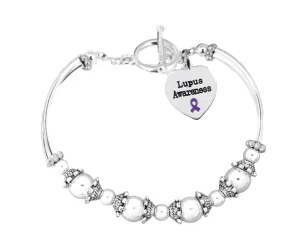 Lupus Awareness Purple Ribbon Partial Beaded Bracelets