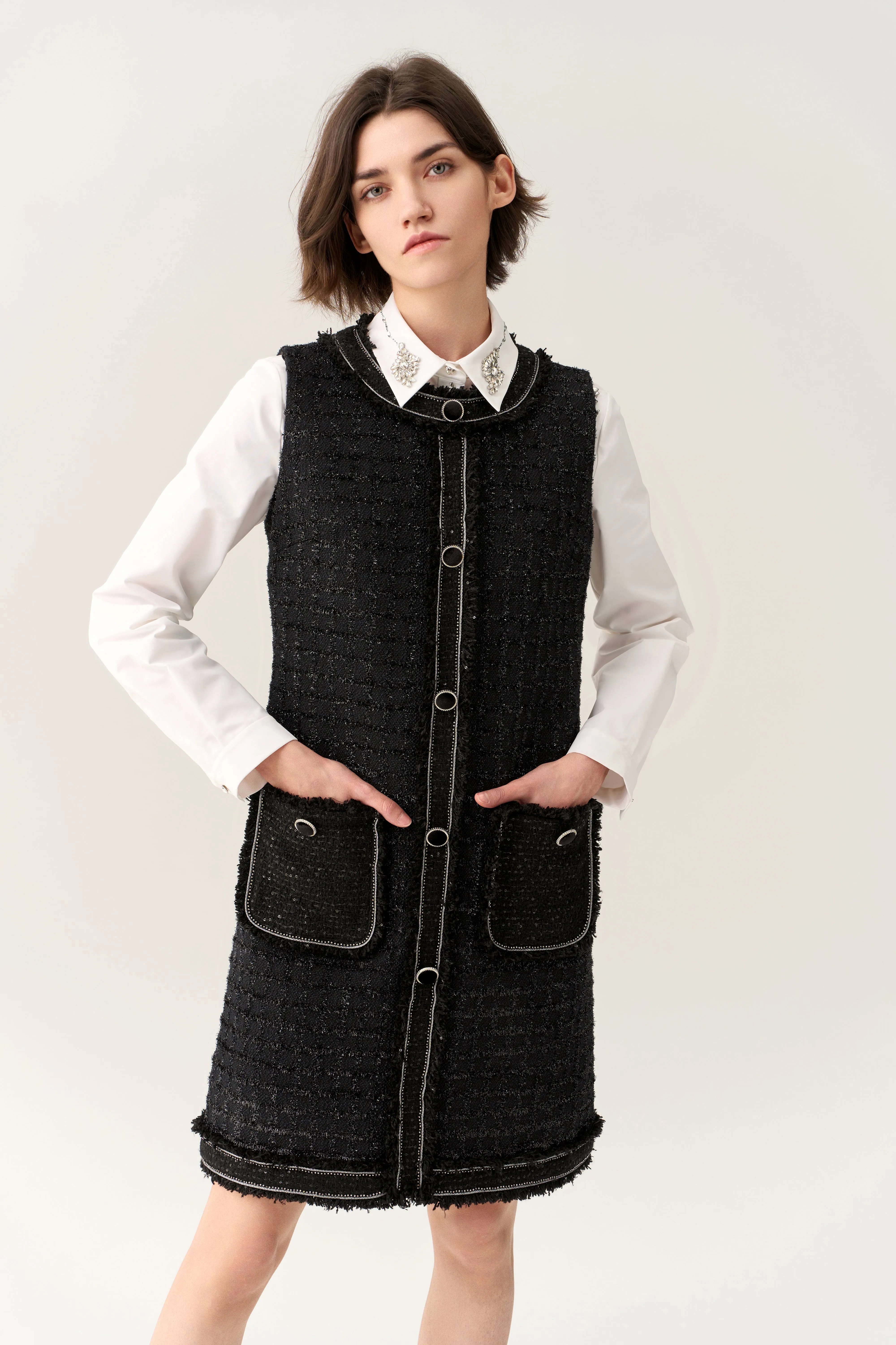 Lurex Sleeveless Tweed Dress