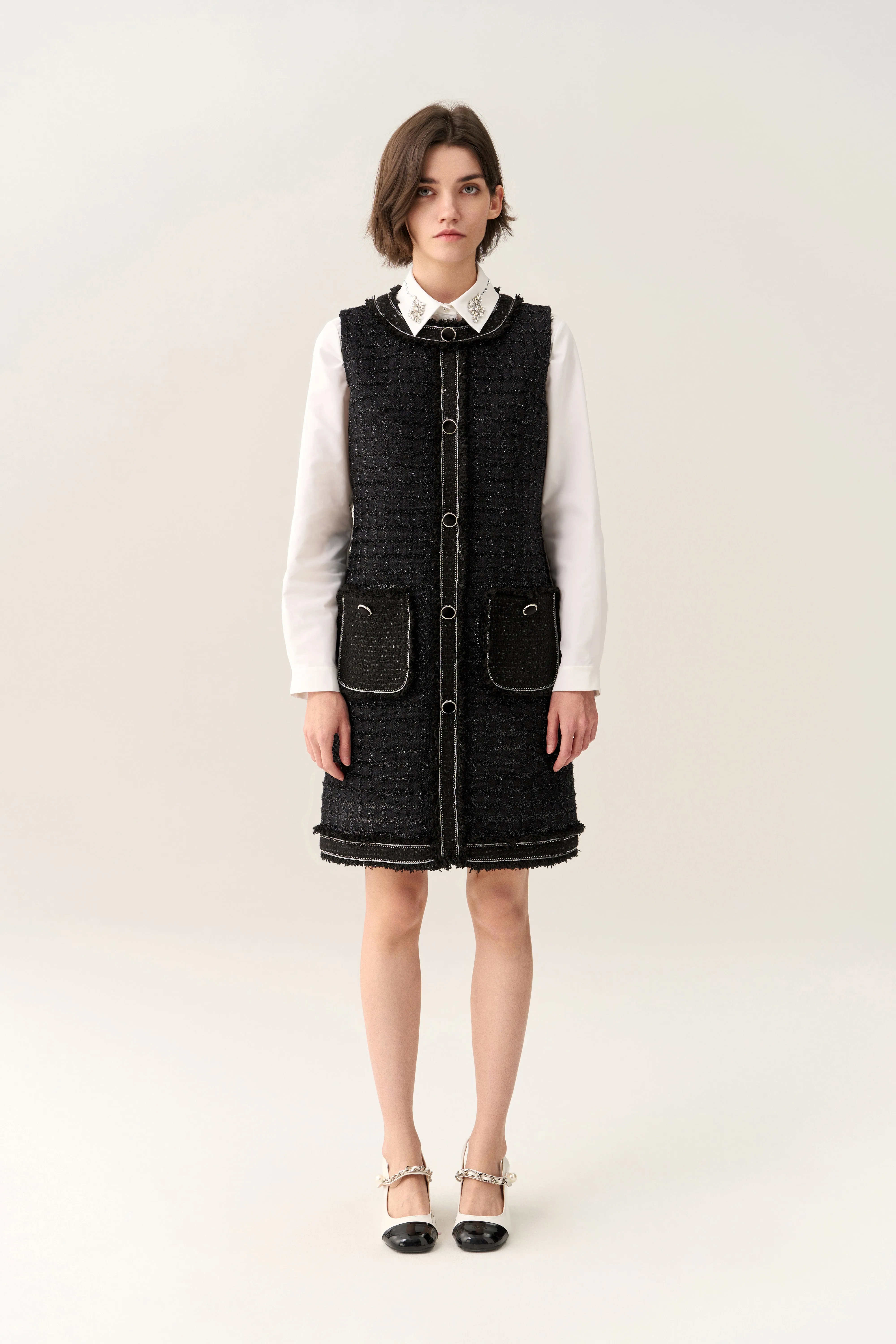 Lurex Sleeveless Tweed Dress