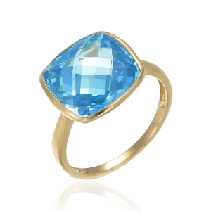 Lustrous Sparkling Blue 18K Gold Vermeil Ring