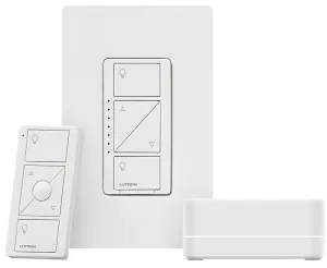 Lutron Caseta Wireless P-BDG-PKG1W Smart Lighting Dimmer Switch Starter Kit, White :EA: QUANTITY: 1