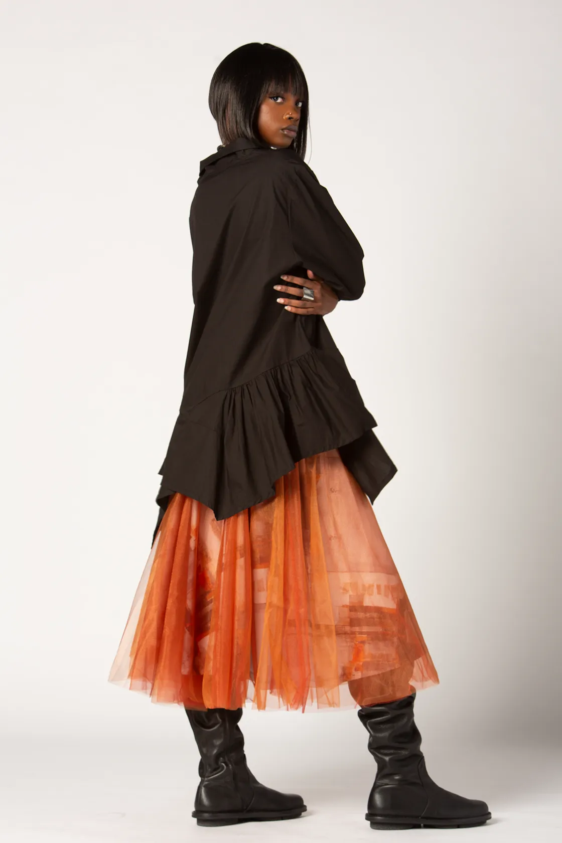 LUUKAA Orenji Skirt in Cinnamon Mesh