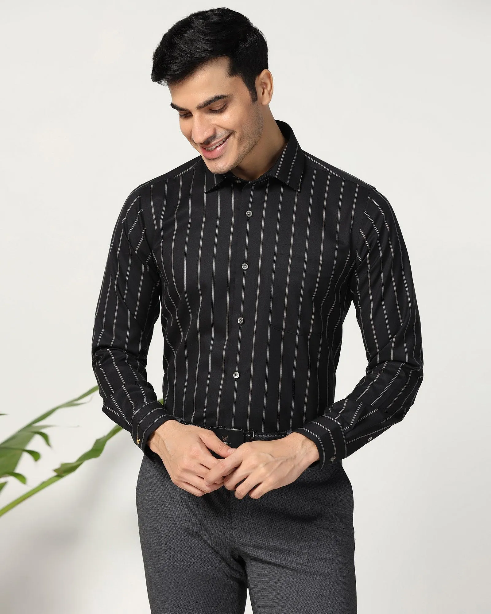 Luxe Formal Black Stripe Shirt - Delta