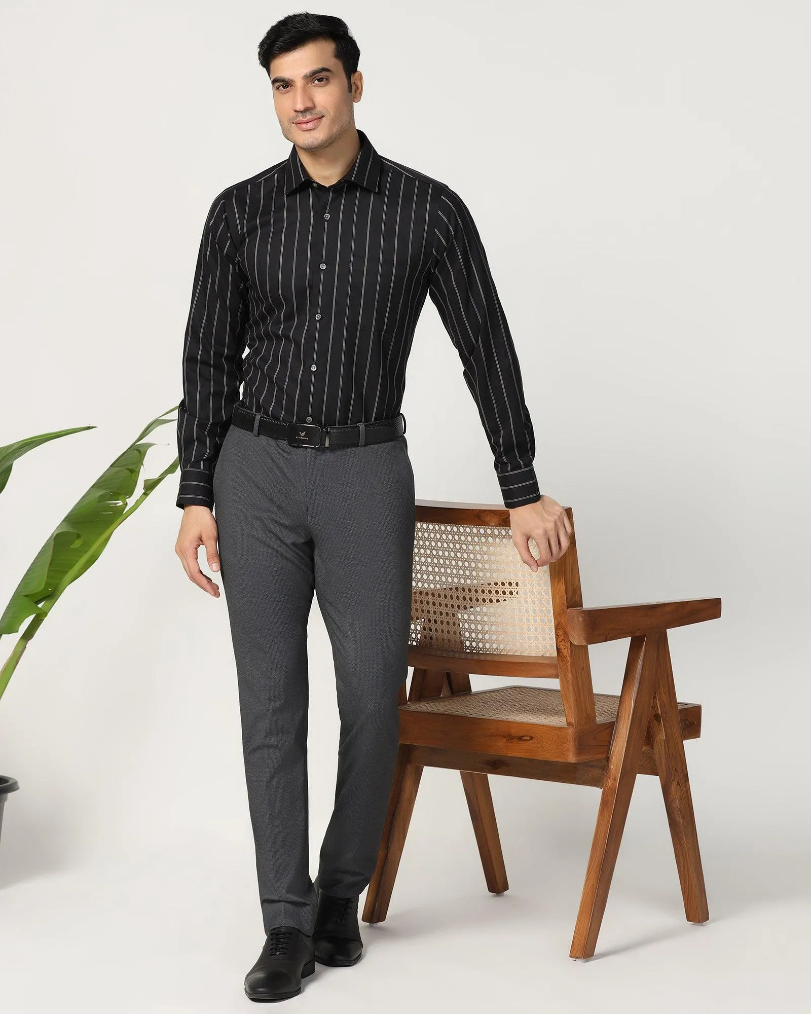 Luxe Formal Black Stripe Shirt - Delta