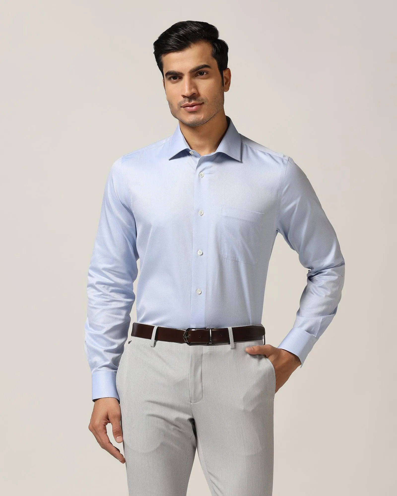 Luxe Formal Blue Textured Shirt - Richmond