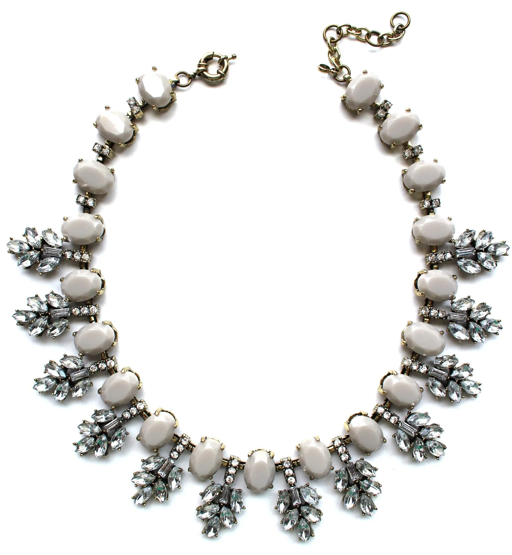 Luxe Gray Leaves Frosting Statement Necklace