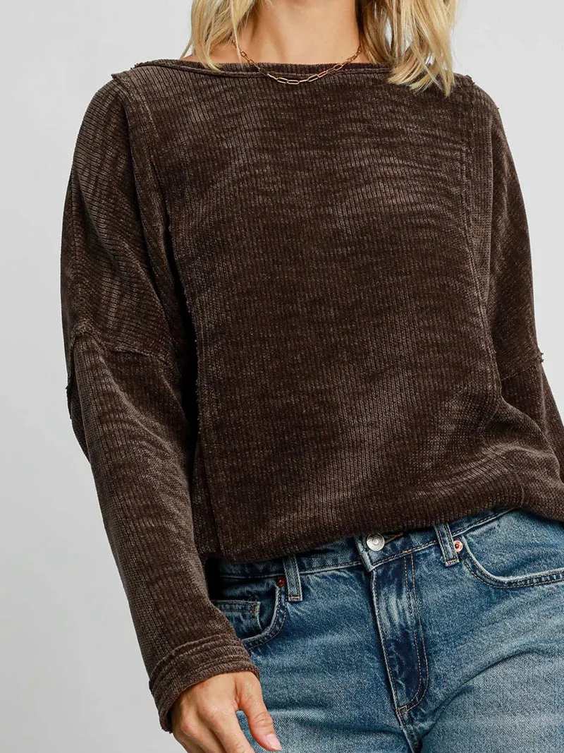 Luxe Layers Soft Knit Top - Chocolate Brown