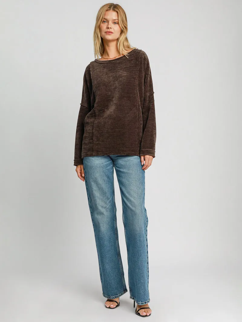 Luxe Layers Soft Knit Top - Chocolate Brown