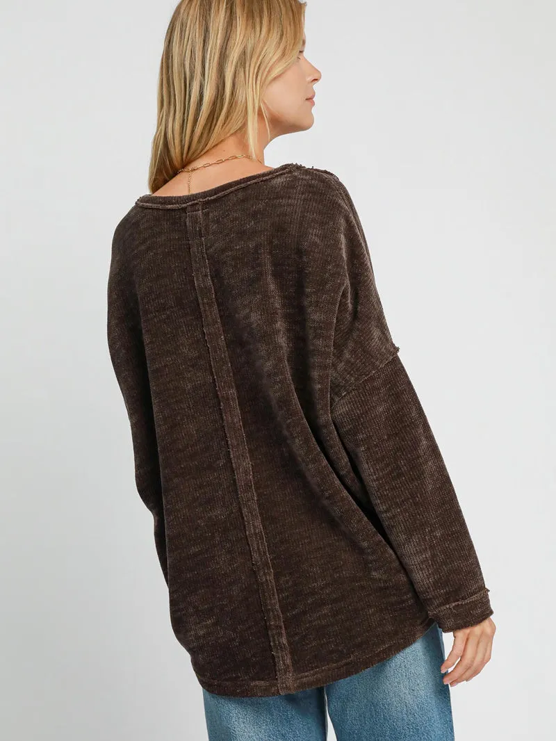 Luxe Layers Soft Knit Top - Chocolate Brown