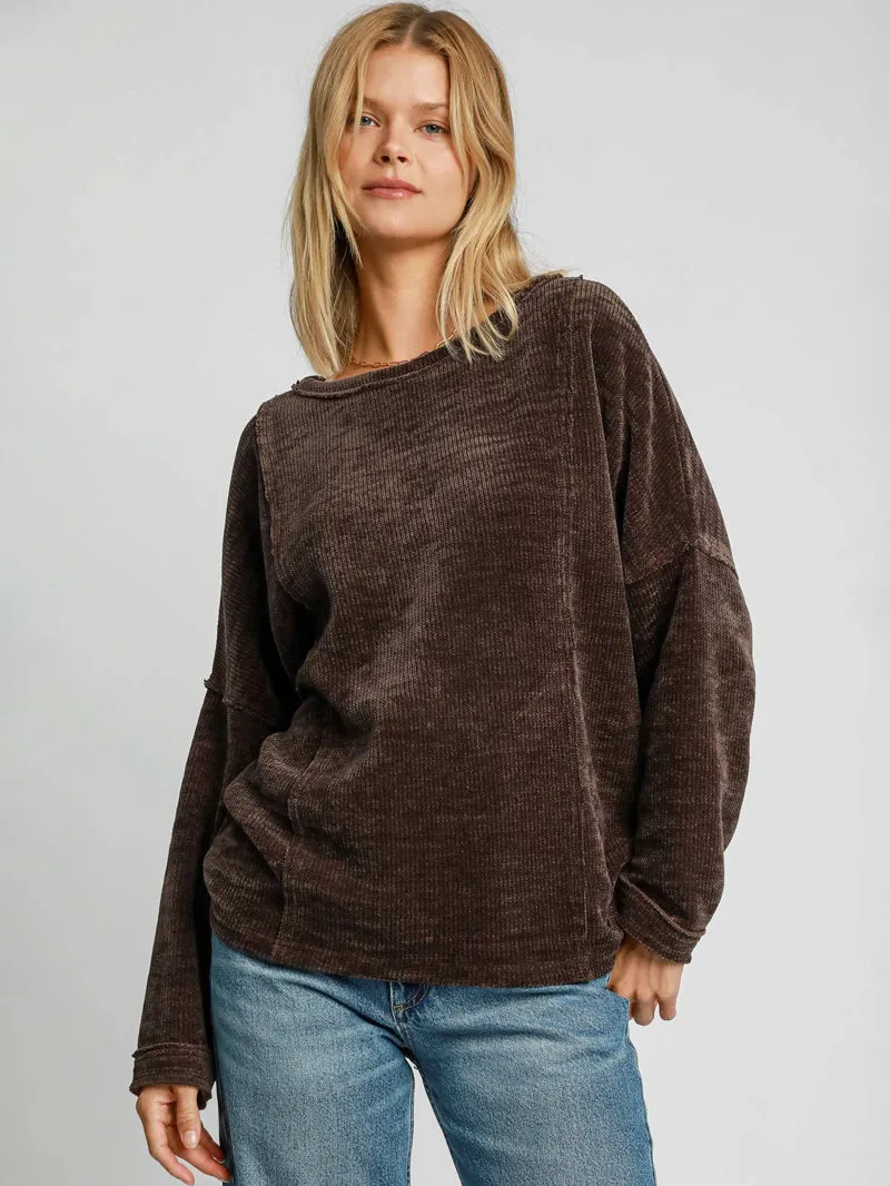 Luxe Layers Soft Knit Top - Chocolate Brown