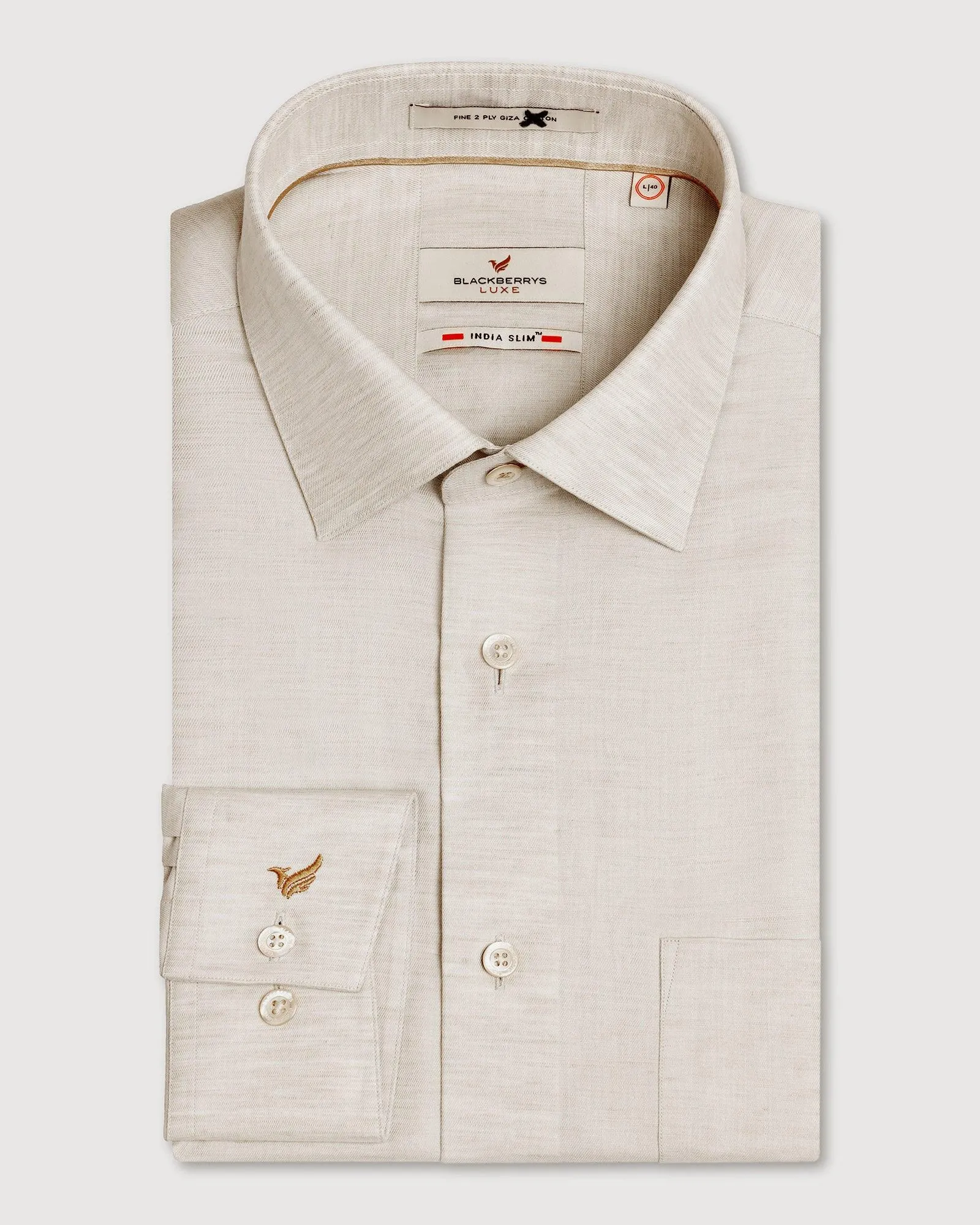 Luxe Linen Formal Beige Textured Shirt - Veltry