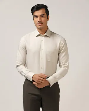 Luxe Linen Formal Beige Textured Shirt - Veltry