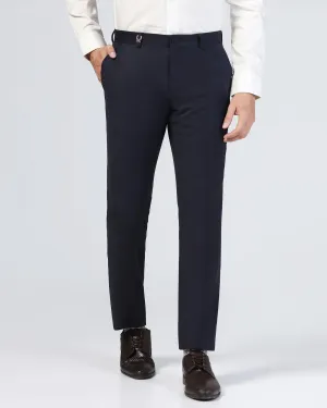 Luxe Slim Comfort B-95 Formal Navy Textured Trouser - Bugati