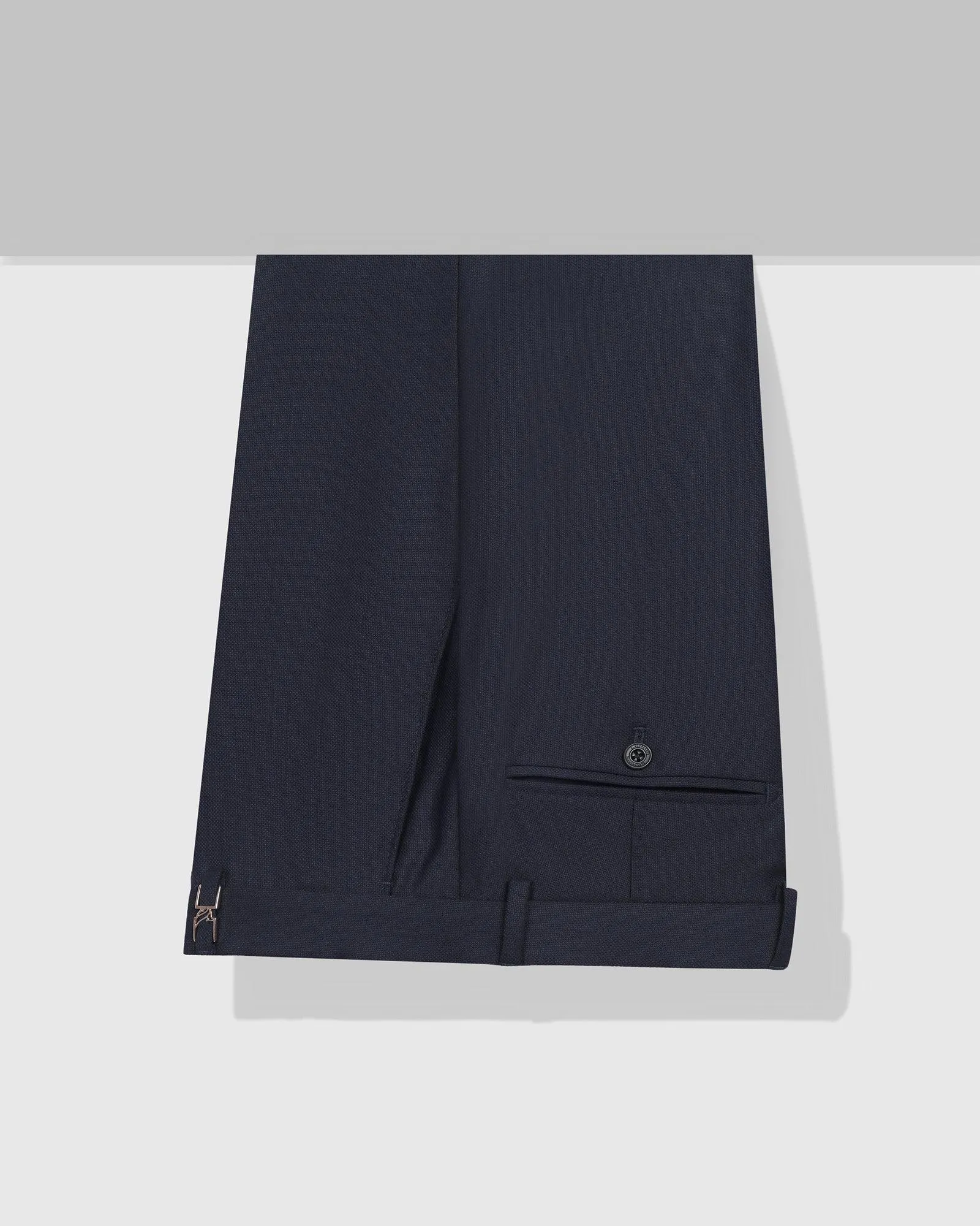 Luxe Slim Comfort B-95 Formal Navy Textured Trouser - Bugati