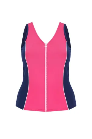 Luxe Sport Chlorine Resistant Zip Front Tankini Top