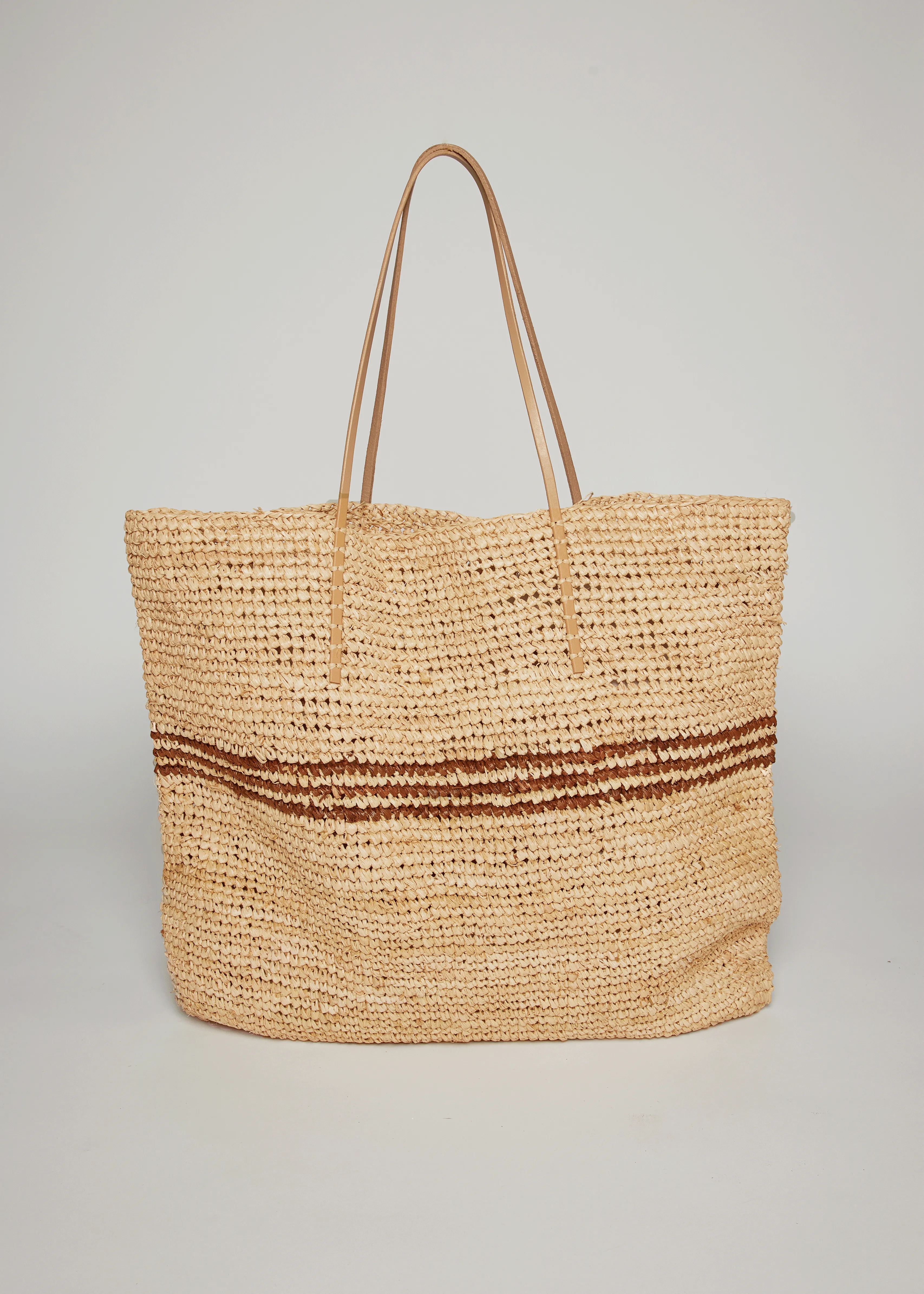 Luxe Stripe Tote- Tobacco