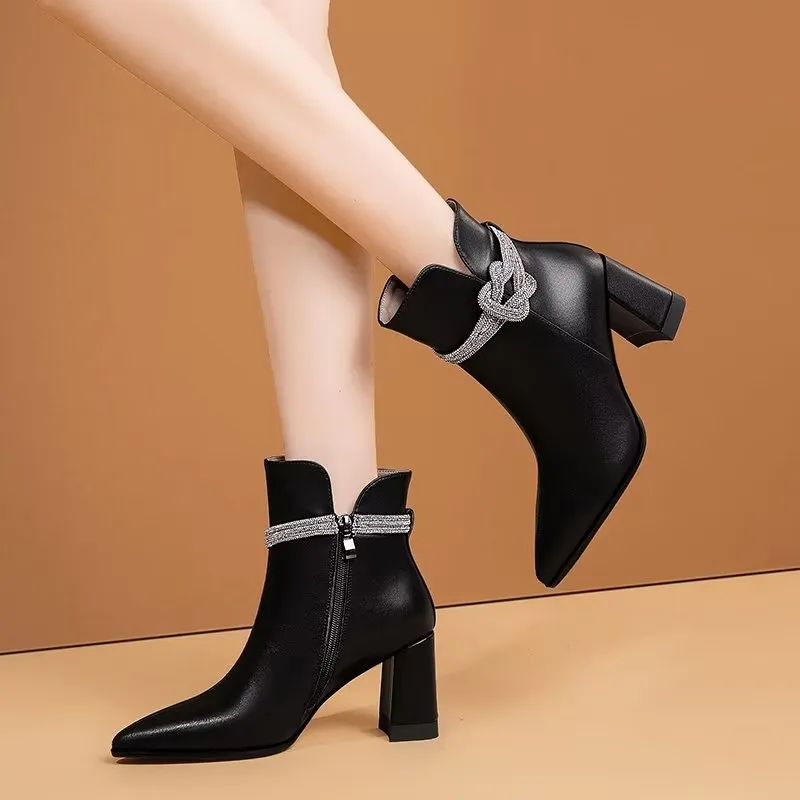 LuxeLeather Chic Pointed Toe High Heel Boots