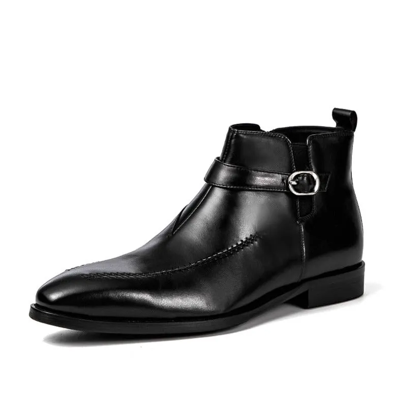 LuxeZip Exotic Leather Round Toe Ankle Boots