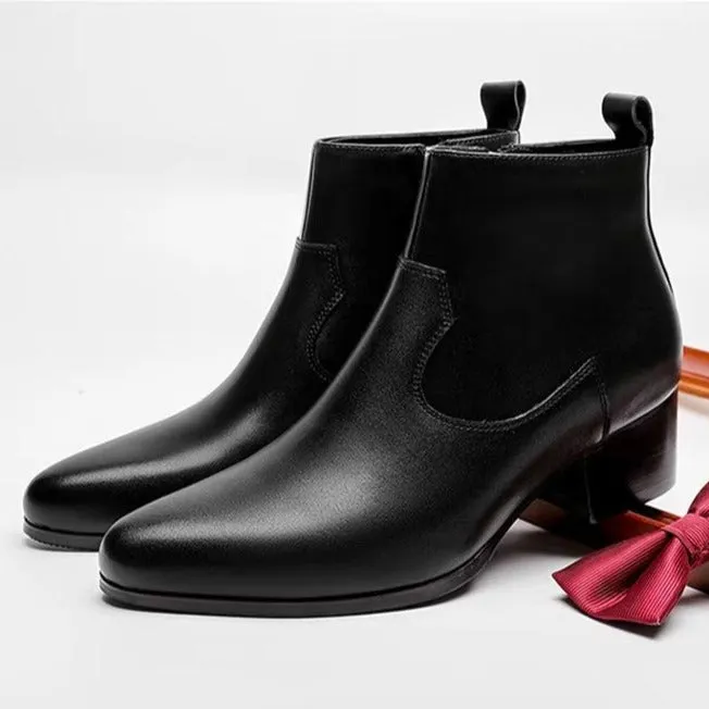 LuxeZip Genuine Leather Zipper Ankle Boots