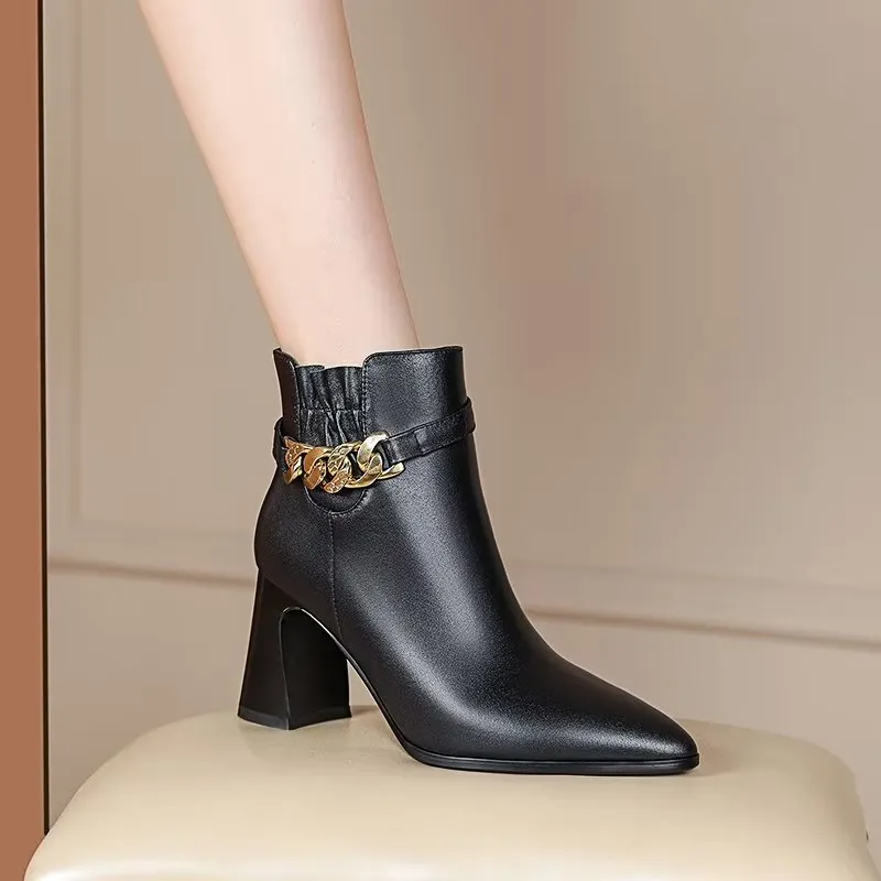 LuxLeather Pointed Toe High Heeled Boots