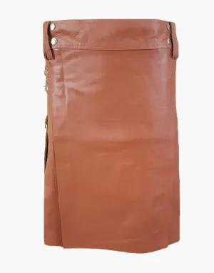 Luxurious Brown Leather Kilt - Brown Leather Kilt