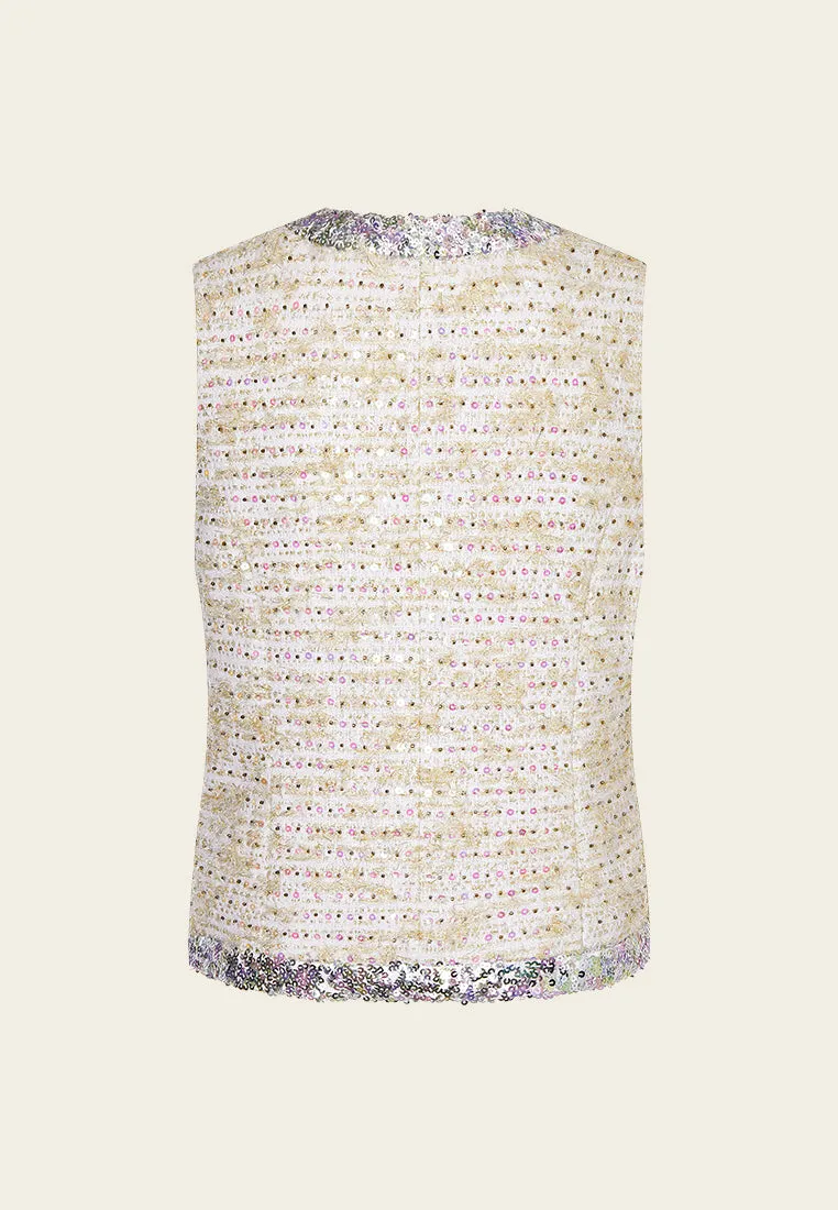 Luxurious Sequined Tweed Vest