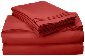 Luxury Bed Sheet Set! Elegance Linen 1500 Thread Count Egyptian Quality Wrinkle Free Luxury Ultra Soft 4 pcs Sheet Set, Deep Pocket Up to 16" - Queen , Brick