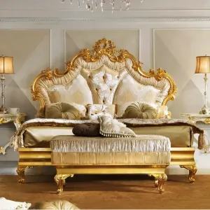 Luxury Classic Design Upholstery Carving Bed