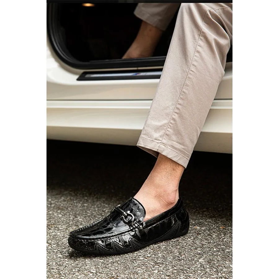 Luxury CrocMoc Crocodile Pattern Leather Loafers