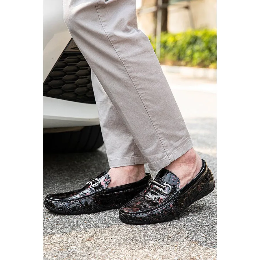 Luxury CrocMoc Crocodile Pattern Leather Loafers