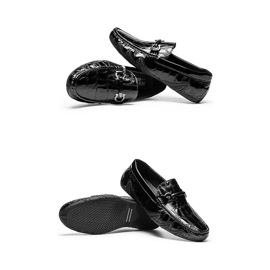 Luxury CrocMoc Crocodile Pattern Leather Loafers