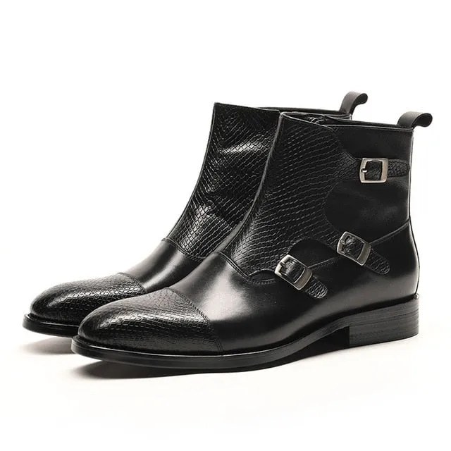 Luxury CrocZip Cow Leather Ankle Boots