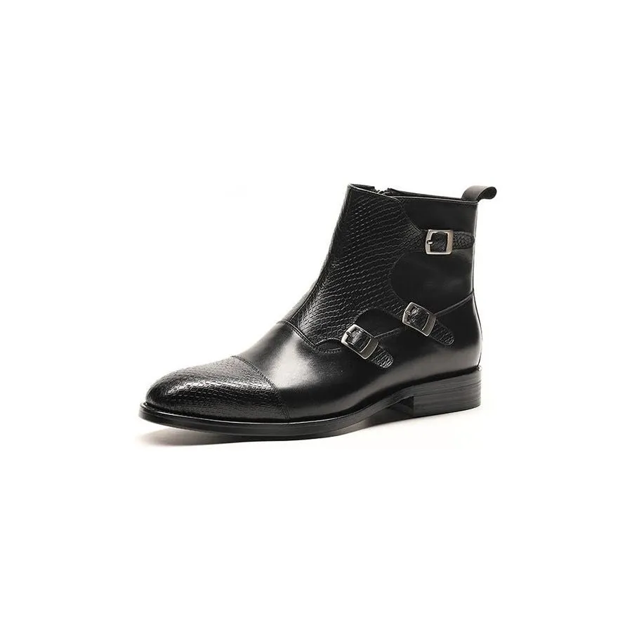 Luxury CrocZip Cow Leather Ankle Boots