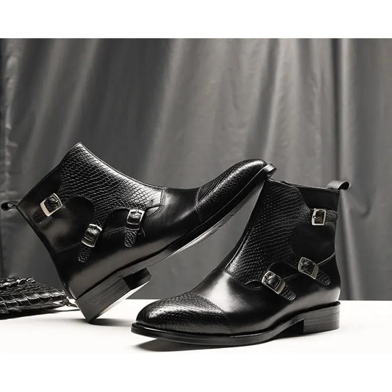 Luxury CrocZip Cow Leather Ankle Boots