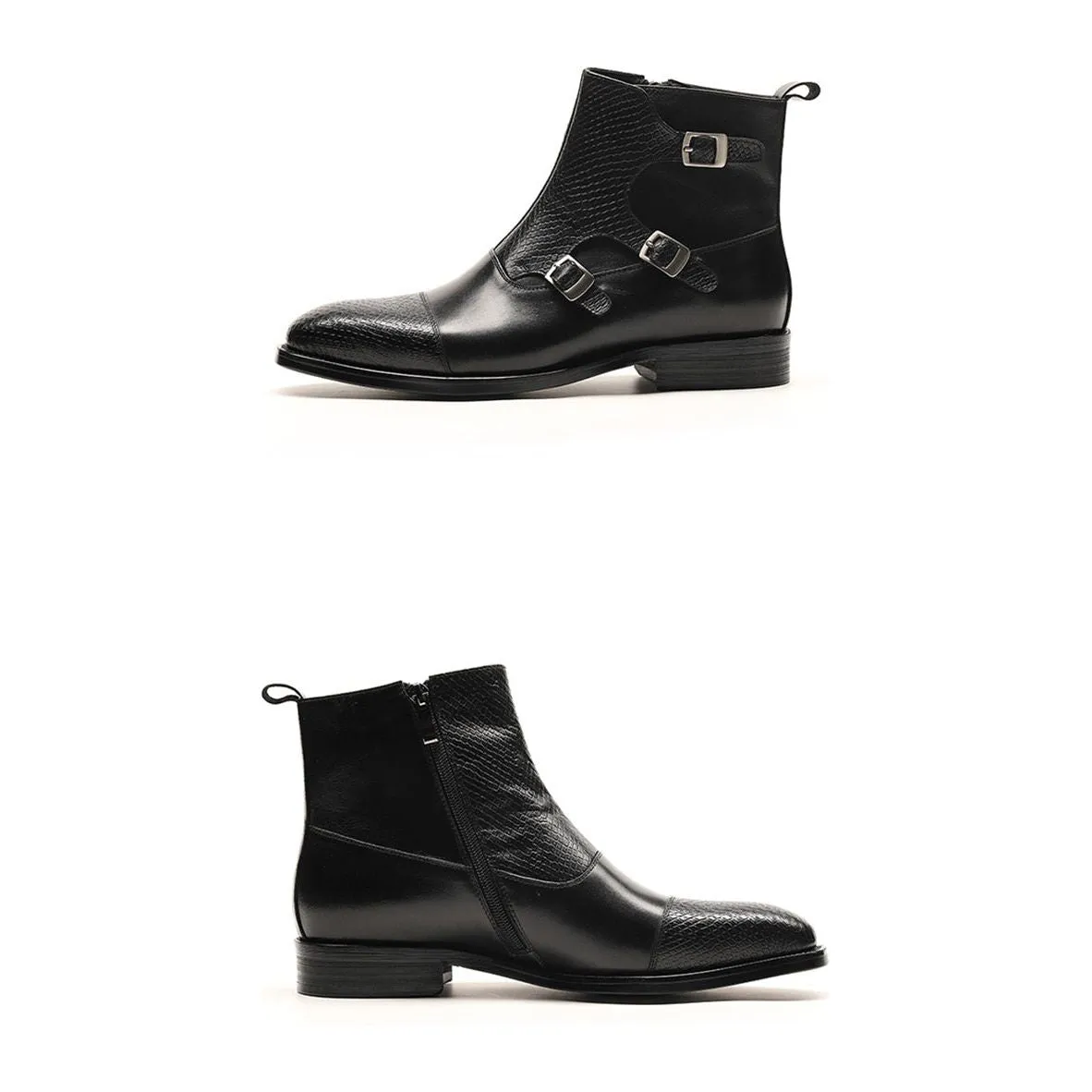 Luxury CrocZip Cow Leather Ankle Boots