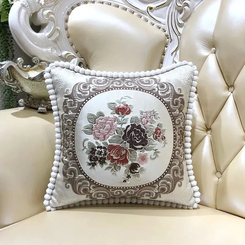 Luxury Decorative Embroidery Pillowcases With Floral Flowers